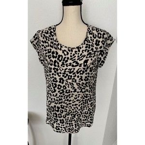 Leopard Print Cap Sleeve Blouse Ladies Boxy Top Size Medium